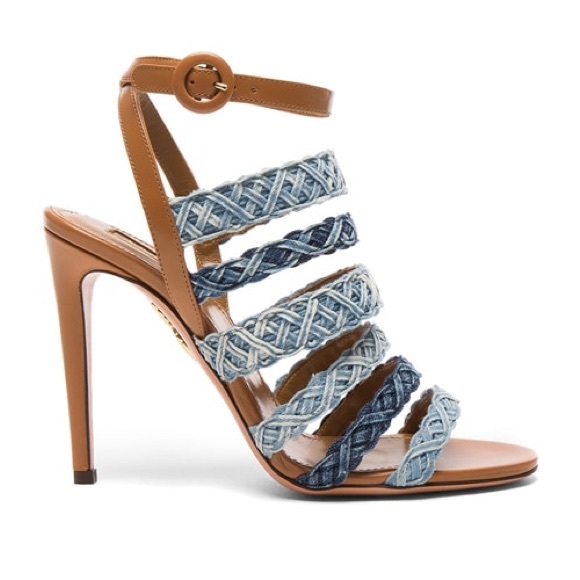 Aquazzura Braided Denim Tyra Heels - Picture 4 of 9